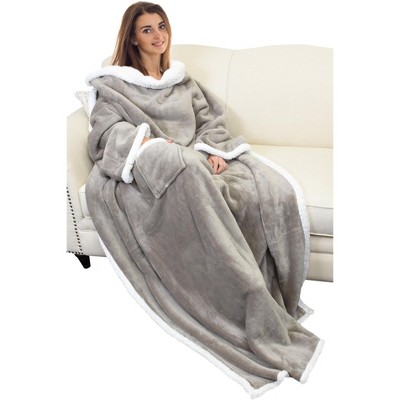 Fleece Flannel Wearable Blanket with Sleeves Arms, Super Soft Fuzzy Cozy Sleeved TV Wrap Blanket, Valentine’s Day Gifts for Her and Him - Catalonia