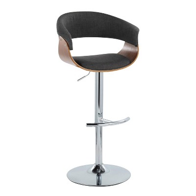 Set of 2 Charcoal Fabric and Chrome Adjustable Swivel Barstools