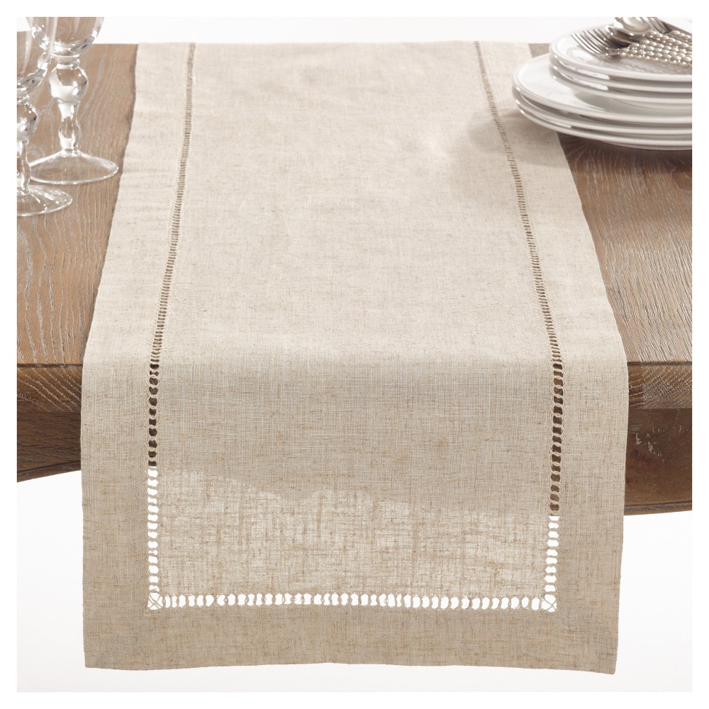 Photos - Tablecloth / Napkin 16"x90" Toscana Table Runner Light Brown - Saro Lifestyle