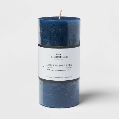 6" x 3" Pillar Candle Cerulean Surf and Sea Navy - Threshold™