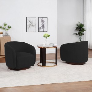 SEYNAR Modern Glam Boucle Fabric Round 360 Degree Swivel Barrel Chair Set of 2 - 1 of 4