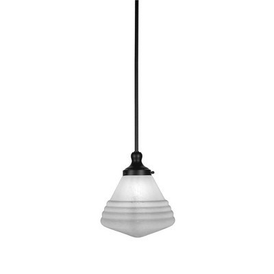Toltec Lighting Juno 1 - Light Pendant in  Matte Black with 10" White Marble Shade