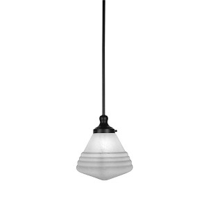 Toltec Lighting Juno 1 - Light Pendant in  Matte Black with 10" White Marble Shade - 1 of 1