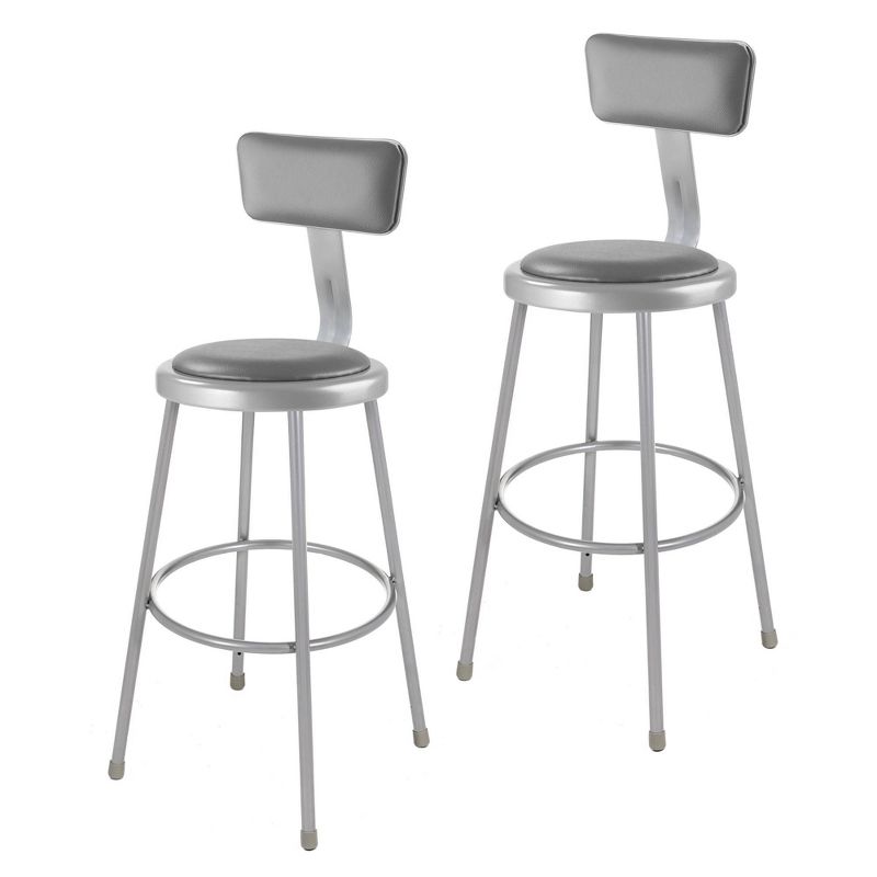 Hampden Furnishings 2pk 30&#34; Otto Collection Stool with Backrest Gray, 1 of 9