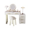 NicBex 55" Velvet Makeup Vanity with Chair,Vanity Desk with 5 Drawers, Marble Top Vanity Table,Dressing Table with Left/Right Adjustable Storage - 2 of 4
