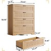 Jojoka Tall Rattan Dresser with 4 Drawers, Boho Wooden Storage Chest for Bedroom, Living Room, or Entryway - 2 of 4