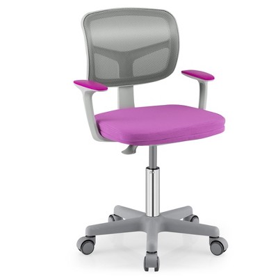 Tangkula Kids Desk Chair Adjustable Height Children Study Chair w/Auto Brake Casters Blue / Pink