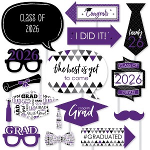 Big Dot of Happiness Purple 2026 Graduation Party Photo Booth Props Kit - 20 Count - 1 of 4