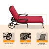 CLIHOME 3-Piece Outdoor Chaise Lounge Bar Table Set with Cast Aluminum Side Table - 3 of 4