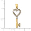Black Bow Jewelry 14k Yellow Gold and White Rhodium Heart Key Pendant, 10mm - 3 of 4
