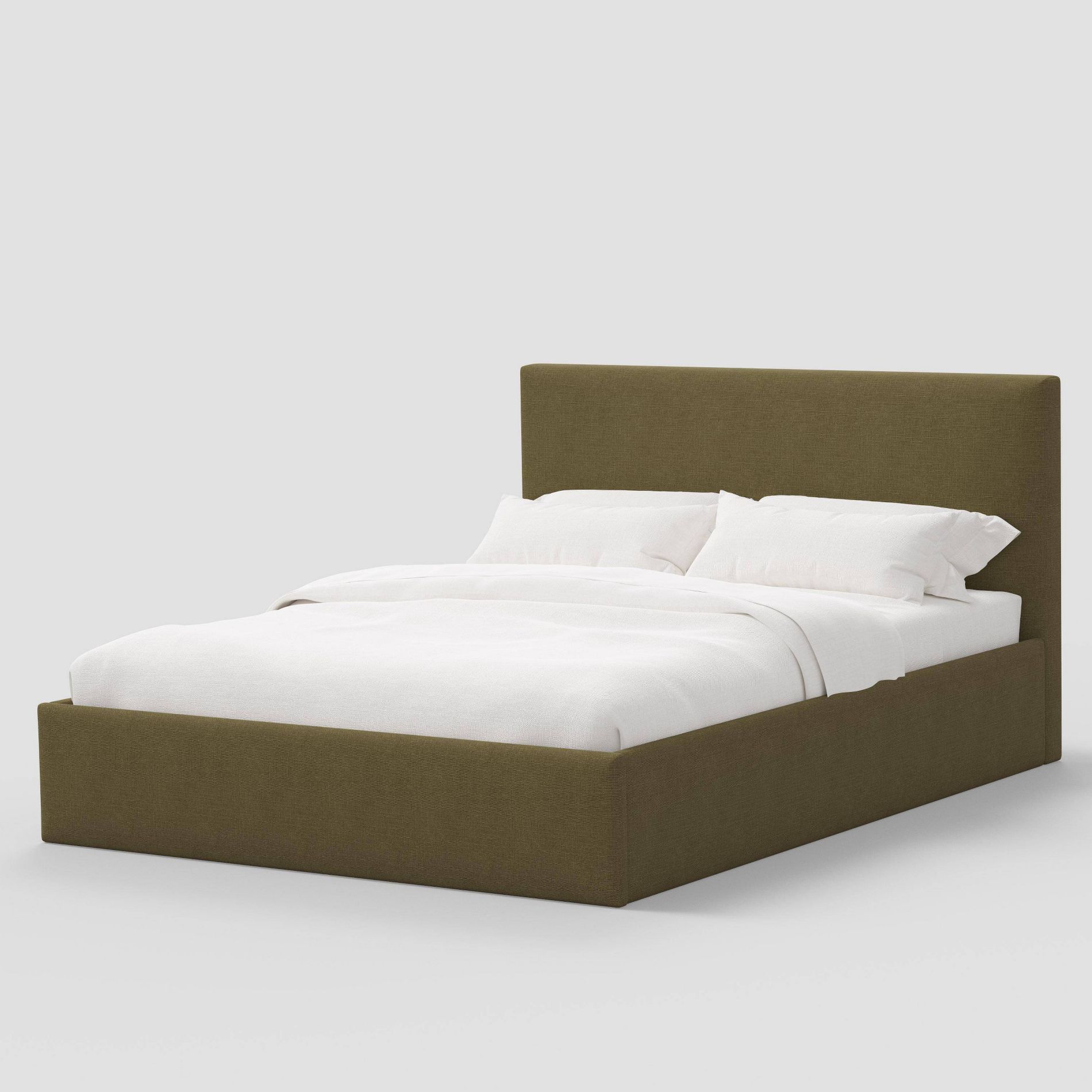 Queen Square Low Platform Bed in Linen Olive - Threshold™