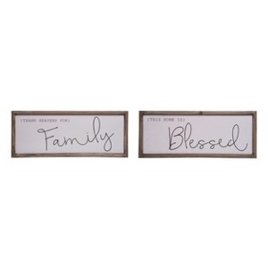 Transpac Wood Blessed/Family Hanging Decor Set of 2 Spring Home Decorations - 1 of 1