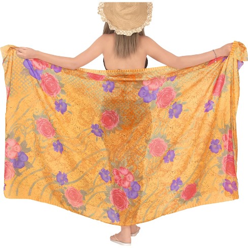 LA LEELA Women's Beachwear Summer Bikini Wraps Beach Wrap Sarong Coverups Skirt Swimsuit Swimwear Swim Cover Ups for Womens One Size Orange,Floral - image 1 of 4