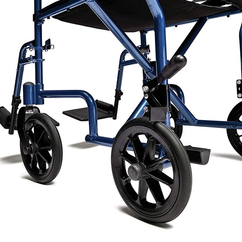 Graham Field EJ787-1 Everest & Jennings Lightweight, Compact Folding Transport Wheelchair with Aluminum Frame and 17 Inch Padded Seat, Blue, 5 of 6