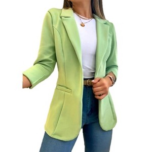 Coolmee Women Open Front Blazers Long Sleeve Casual Office Slim Buttonless Suit Jacket with Pockets - 1 of 3