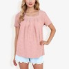 Anna-Kaci Women's Eyelet Square Neck Top with Pleated Front, Lightweight Comfortable Casual Blouse - 4 of 4