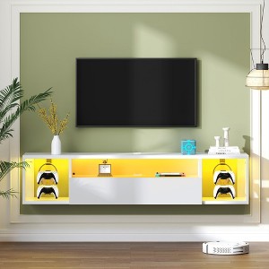 ORRD 55" White Gaming TV Cabinet: LED Lights + Hooks + Hidden Storage - 1 of 4