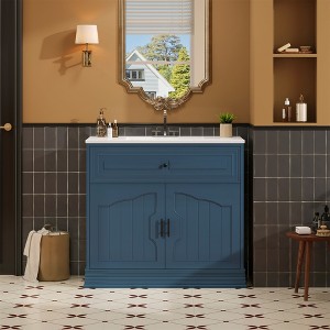 NicBex 36" Luxurious Bathroom Vanity with Ceramic Sink,Freestanding Storage Cabinet Combo with 2 Doors,No Faucet Included - 1 of 4