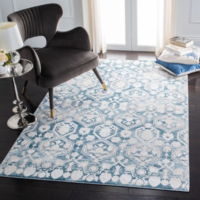 Palermo Blue and Beige Hand-Knotted Viscose 8' x 10' Rug