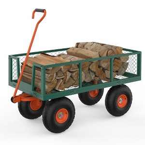 500lb Steel Garden Cart, 3-in-1 Folding Utility Wagon with Detachable Side Panels, 180° Swivel Handle & 10" Tires for Outdoor, Yard, Lawn & Garden - 1 of 4