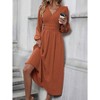 Coolmee Women's Fall Boho Long Dress V Neck Dots High Waisted Wedding Guest Vacation Maxi Dresses - 4 of 4