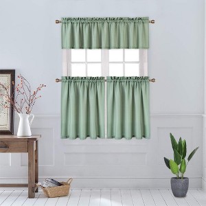 Waterproof Waffle Weave Textured Kitchen Valances for Windows 60"x15", Washable Short Window Curtains for Bathroom, Living Room, or Bedroom - 1 of 4