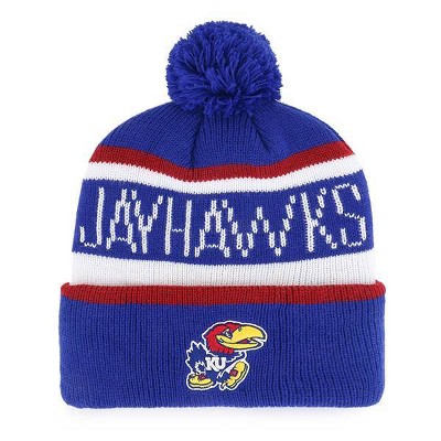 NCAA Kansas Jayhawks Men's Badge Knit Cuffed Beanie with Pom