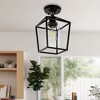 DORESshop 7 in. 1-Light Black Semi Flush Mount Ceiling Light,Farmhouse Retro Cage Kitchen Lighting Fixtures with Glass Shade - 2 of 4