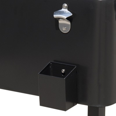 Black Steel 80 Quart Rolling Cooler Cart with Wheels