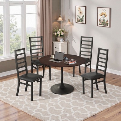 NicBex Metal Dining Chairs Set of 2/4,High Back Armless Chairs with Steel Legs and PU Leather Seats,Kitchen Chairs for Bedroom,Living Meeting Room