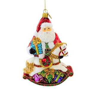 Huras Family 6.5 Inch Santa With A Rocking Horse Christmas Tree Ornament , Christmas Present Hand-Painted (1PC) - 1 of 3