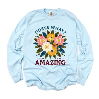 Simply Sage Market Women's Guess What Flowers Long Sleeve Garment Dyed Tee