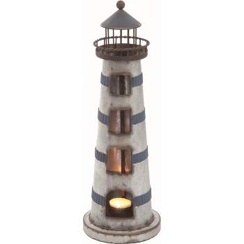 Transpac Metal 5.5 in. Multicolor Spring Lighthouse Tealight Holder