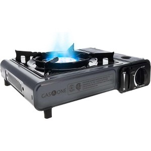 GasOne Portable Butane Camping Stove with Case: Automatic Ignition, Precise Heat Control - Camping & Tailgating and Outdoor Cooking - 1 of 4