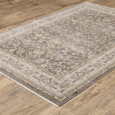 Handmade Gray and Gold Synthetic Rectangular Area Rug 5'3" x 7'6"