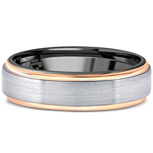 The Record Producer - Men's Black Tungsten & Gold Wedding Band