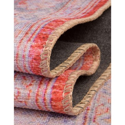 Rust Red Chenille Rectangular Easy-Care Indoor Rug