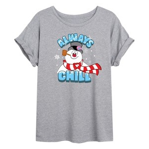 Women's - Frosty The Snowman - Christmas Oversized Graphic T-Shirt - 1 of 4