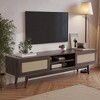 MAYEERTY Walnut 65" Mid Century Modern TV Stand, Boho Console with Cable Management - Living Room - 2 of 4