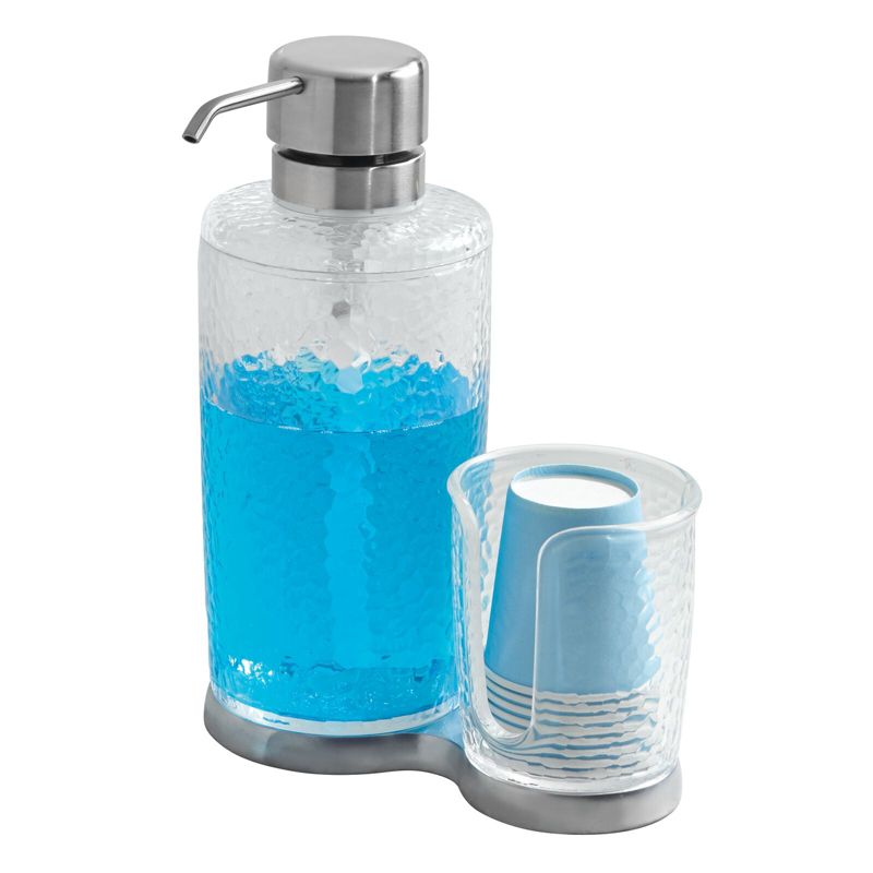 mDesign Plastic Refillable Mouthwash Dispenser/Cup Organizer, 1 of 7
