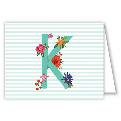 10ct Folded Notes Vintage Floral Monogram - K