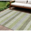 Artichoke Green And Ivory Striped Washable Indoor Outdoor Area Rug - 2 of 4