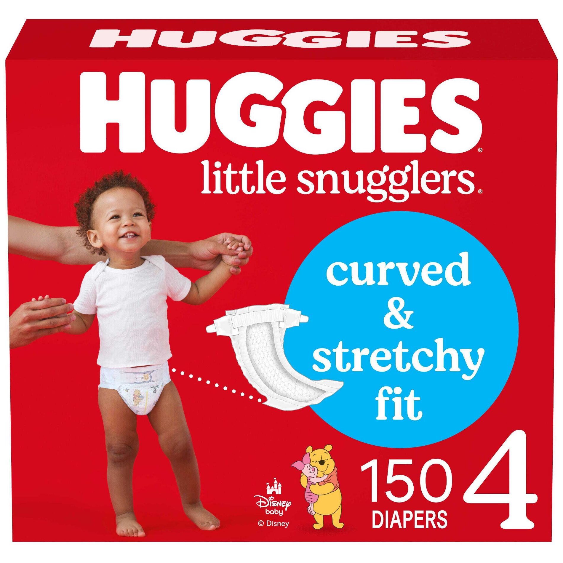 Huggies Little Snugglers Diapers - Size 4 - 150ct: 22 to 37 lbs, Wetness Indicator, Elastic Stretch Sides, Paraben-Free