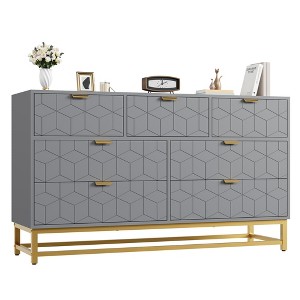 53.5“ Wide Dresser for Bedroom,Modern 7 Drawer Triple Dresser with Gold Accents,Long Storage Organizer for TV Stand & Closet - 1 of 4
