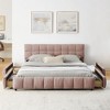 CAVINAS Upholstered Bed Frame, Comfortable Chenille Fabric Bed with Headboards and Solid Bed Frame, Platform Bed with 4 Drawer for Storage - 4 of 4