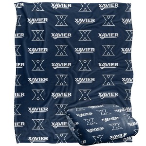 Xavier University Logo Pattern Silky 50x60 Blanket, 1 Sided - 1 of 4