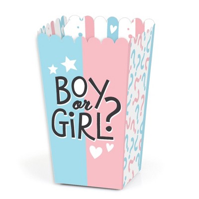 Big Dot of Happiness Baby Gender Reveal - Team Boy or Girl Party Favor Popcorn Treat Boxes - Set of 12