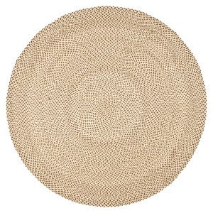 Beige/Brown Solid Woven Round Area Rug 6