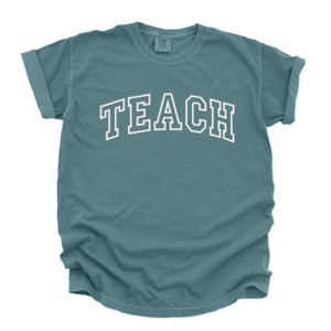 Simply Sage Market Embroidered Teach Garment Dyed Tee - 1 of 4
