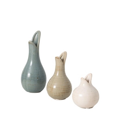 Sullivans Set of 3 Small Bulb Vases 8"H  6"H  & 4.25"H
